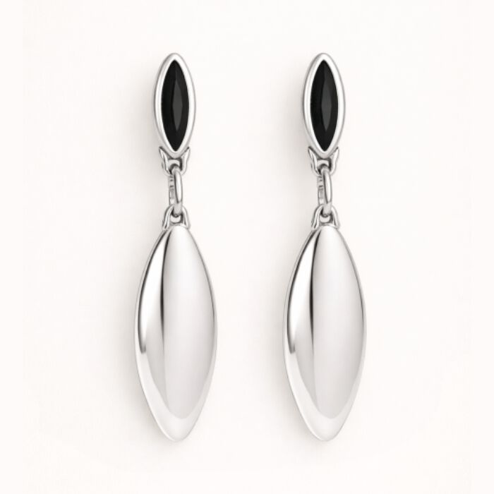 Pendientes Nigella Plata Negro  T.&Uacute;nica-236291 1