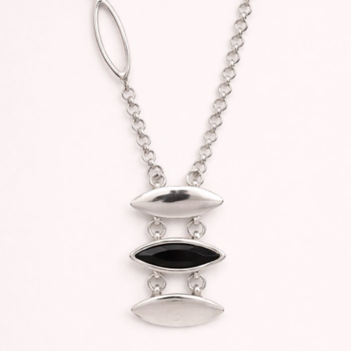 Collar Nerina Plata Negro  T. &Uacute;nica-236292 0