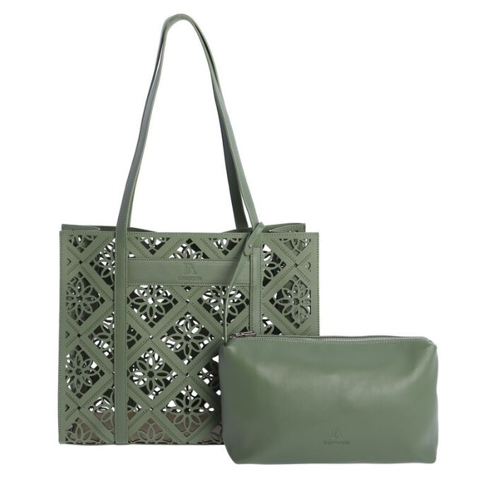 Bolso de Hombro Calado Verde   3