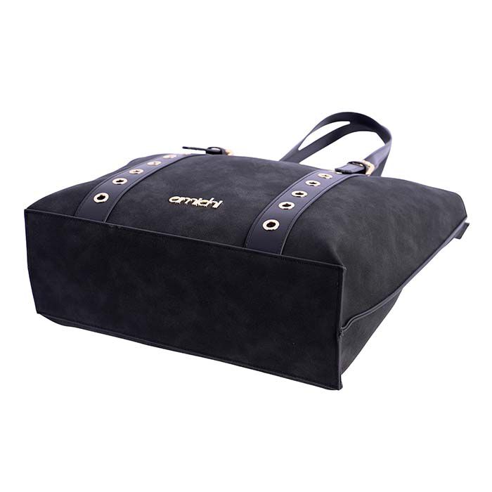 Bolso Shopper Suede Negro   6