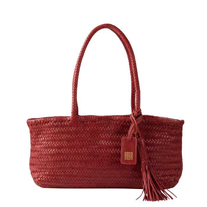 Bolso Baguette de Piel Perkins Rojo  