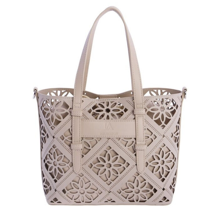 Bolso de Hombro Tote Calado Arena   5