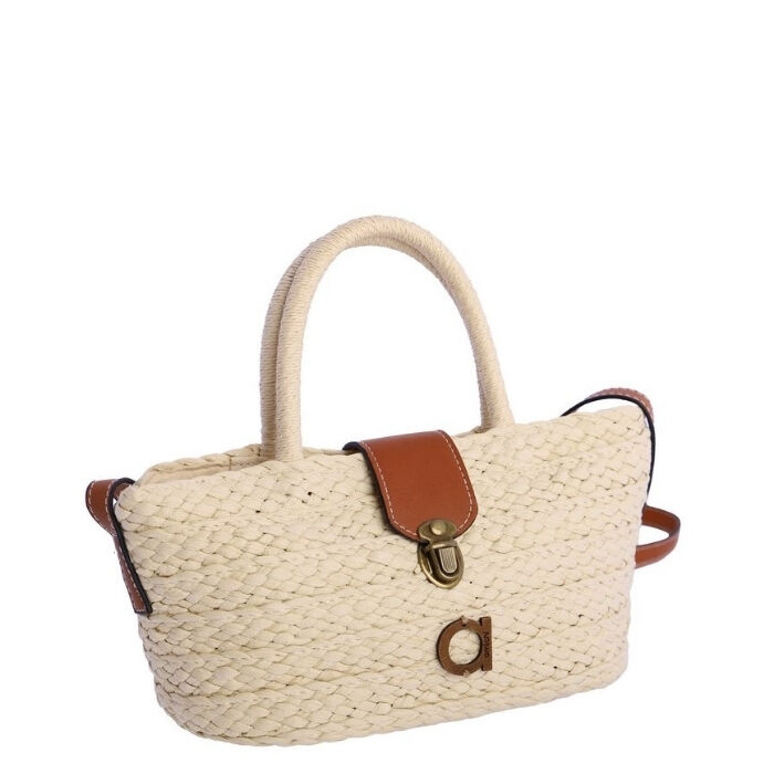 Bolso Bandolera Rafia Arena   1