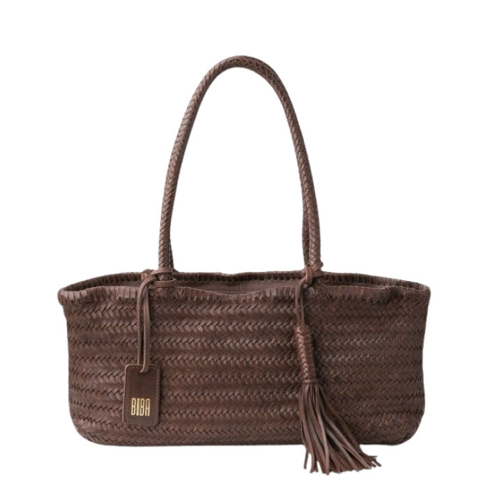 Bolso Baguette de Piel Perkins Marr&oacute;n  