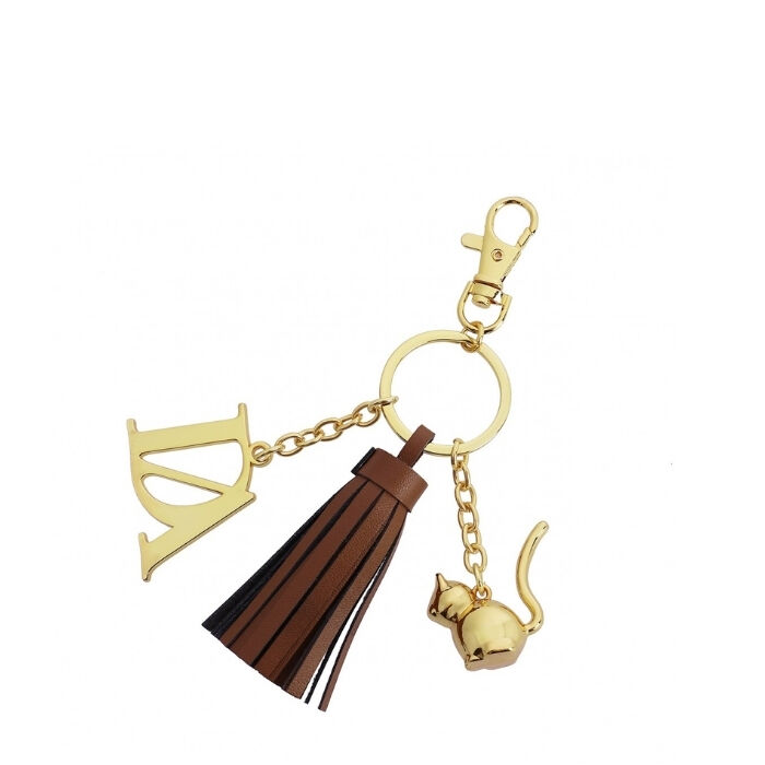 Llavero Charm Marr&oacute;n Dorado  T.&Uacute;nica-232019 3
