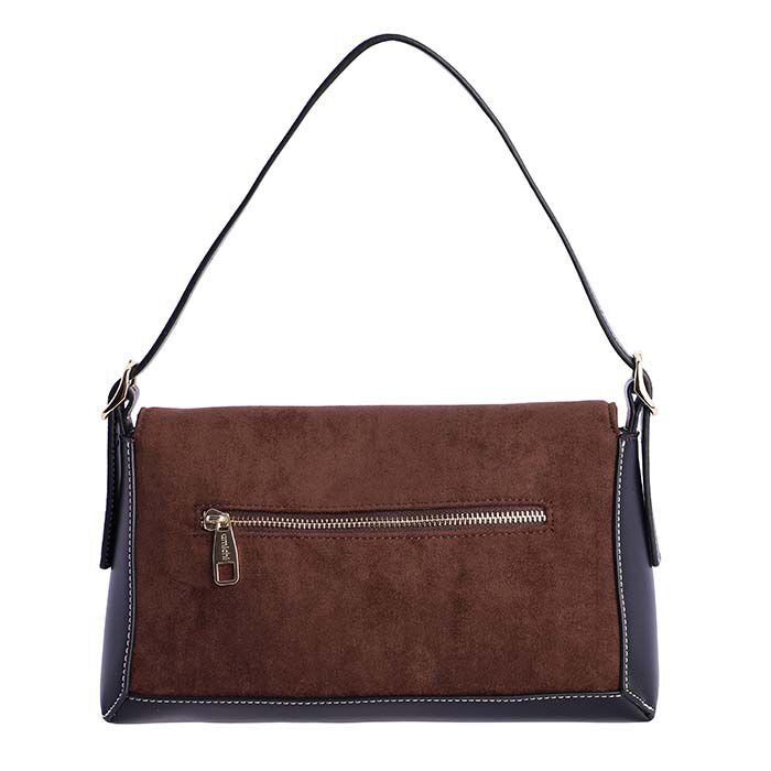 Bolso Bandolera Suede Solapa Marr&oacute;n   2