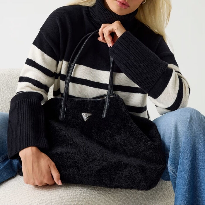 Bolso Shopper Victtoria Pelo Sintético Negro   5