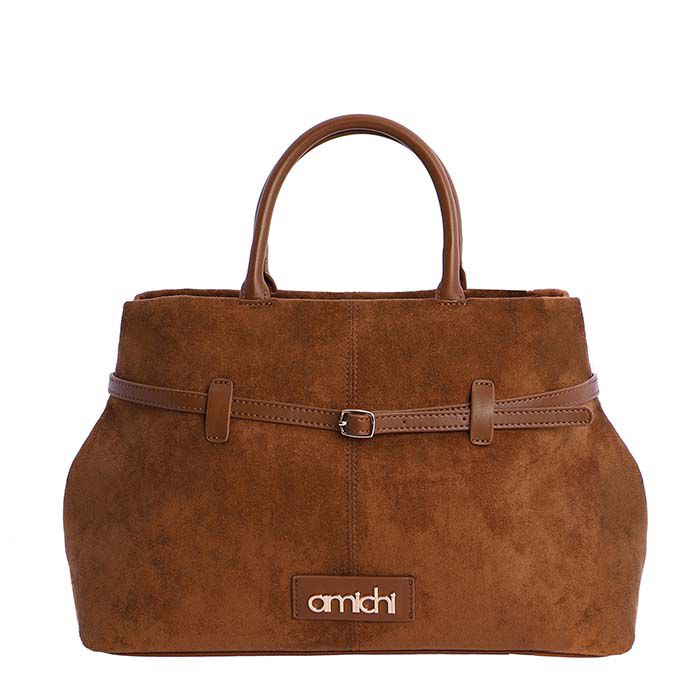 Bolso de Mano Suede Cuero   7