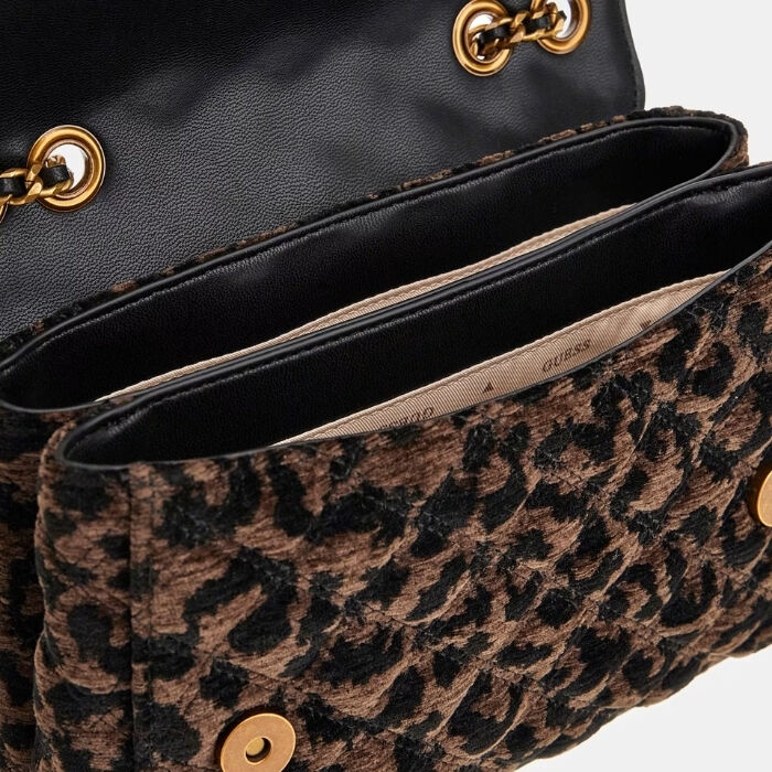 Bolso Bandolera Giully Terciopelo Animalier Negro   2