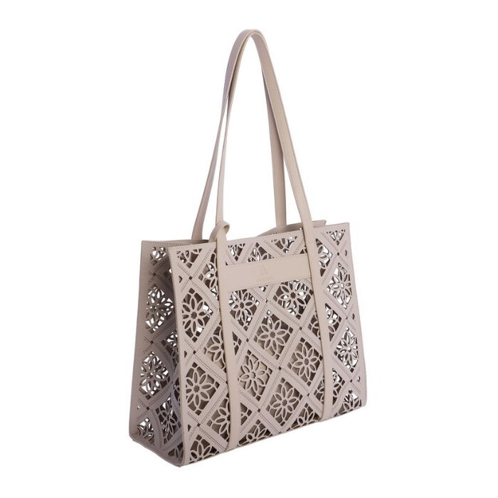 Bolso de Hombro Calado Beige   2