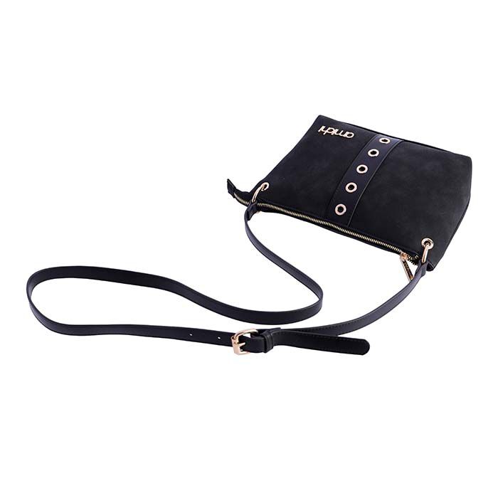 Bolso Bandolera Suede Negro   4