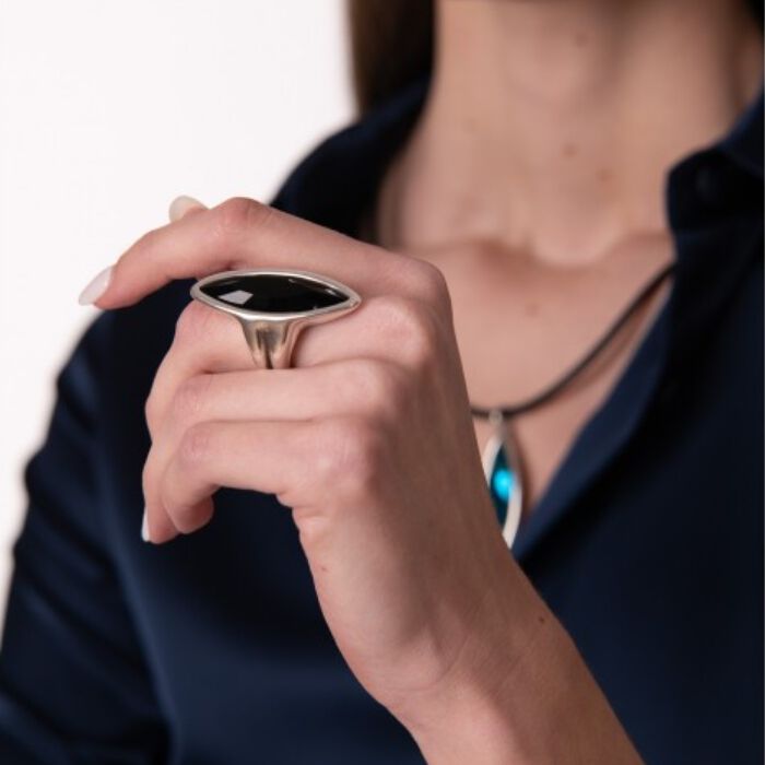 Anillo Cala Plata Negro  L-236290 1