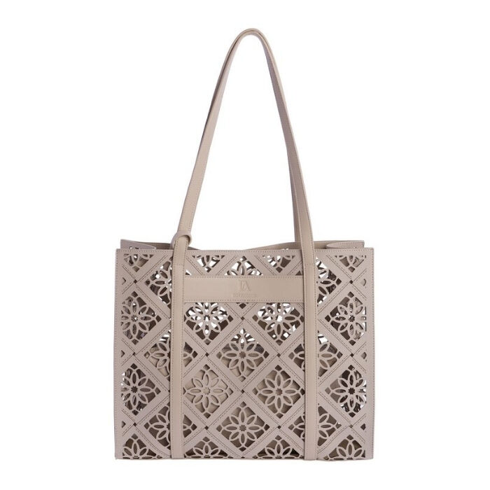 Bolso de Hombro Calado Beige  