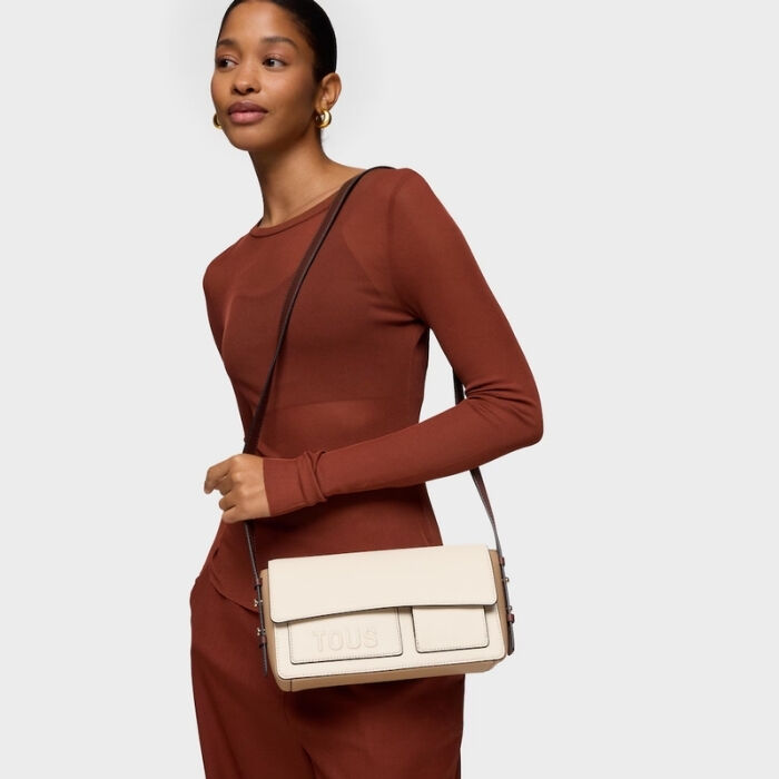 Bandolera Mediana Back To Basics Beige Marr&oacute;n   1