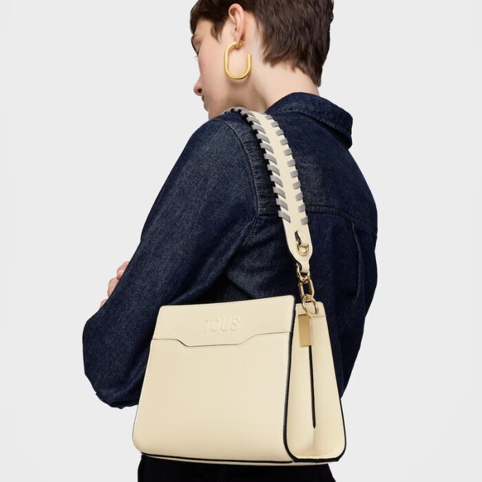 Bolso Shopper Pequeño Audree Saffiano Beige   3