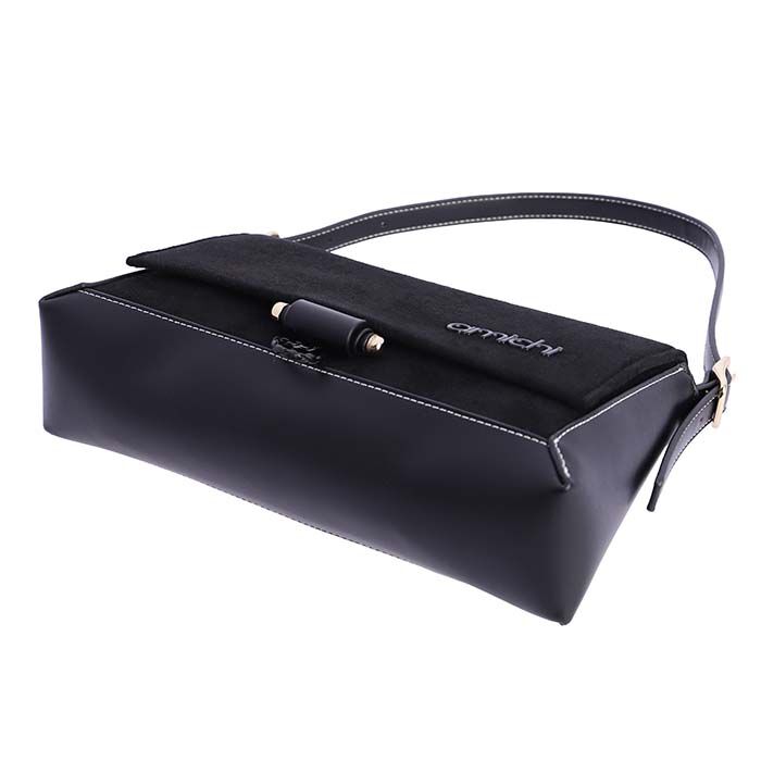 Bolso Bandolera Suede Solapa Negro   7