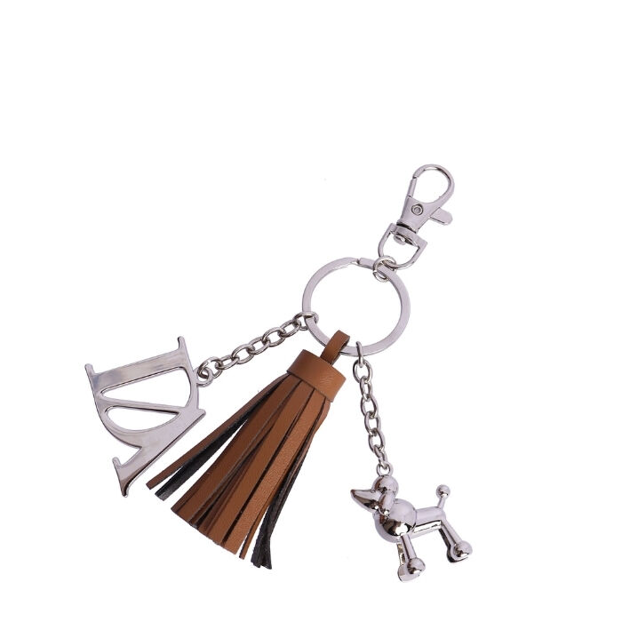 Llavero Charm Marr&oacute;n Plata  