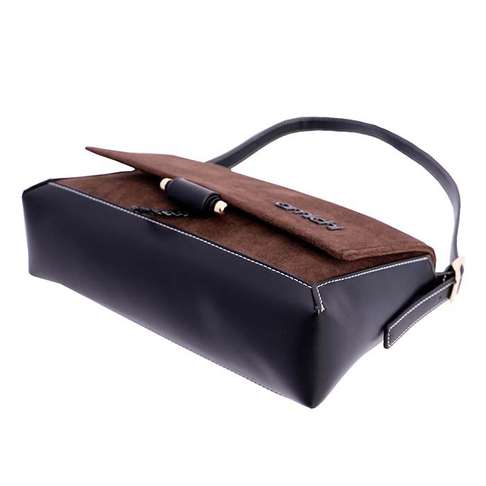 Bolso Bandolera Suede Solapa Marr&oacute;n   7