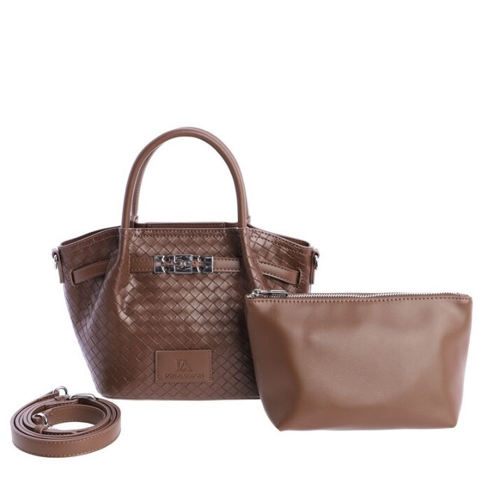 Bolso de Mano Trenzado Salina Marr&oacute;n   1