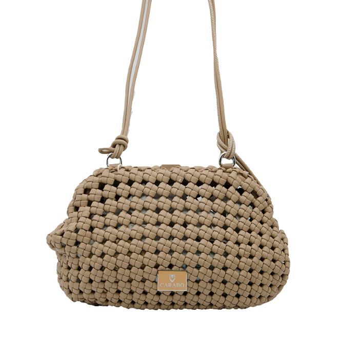 Bolso de Hombro Trenzado Beige Oscuro  