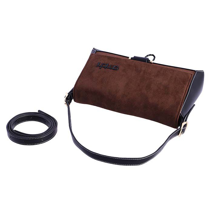 Bolso Bandolera Suede Solapa Marr&oacute;n   4