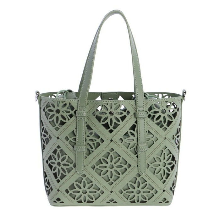 Bolso de Hombro Tote Calado Verde   2