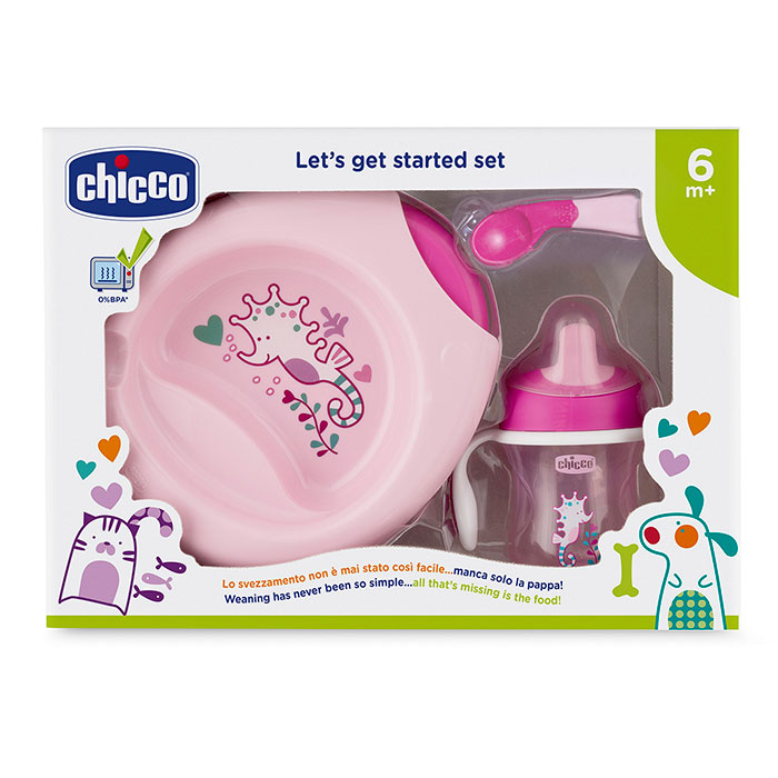 CHICCO Set de Comida Rosa 6 Meses+