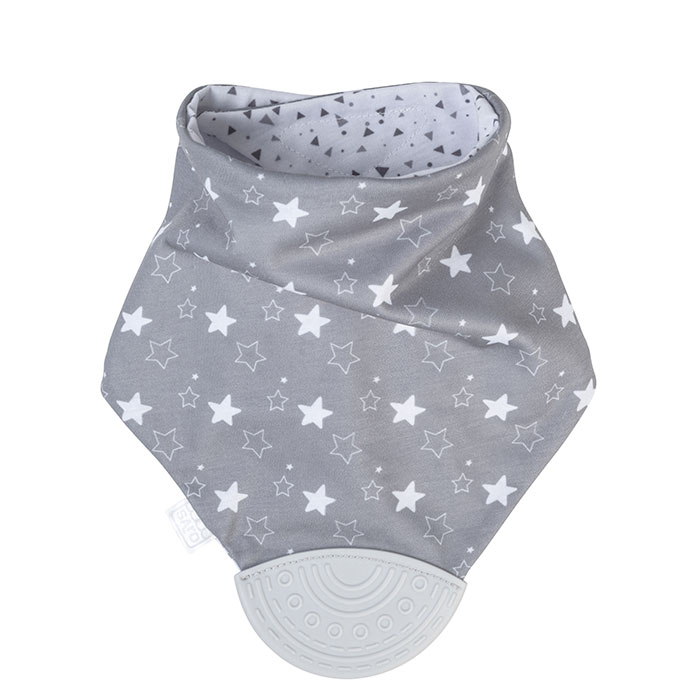 Saro Baby Bandana Reversible con Mordedor Gris