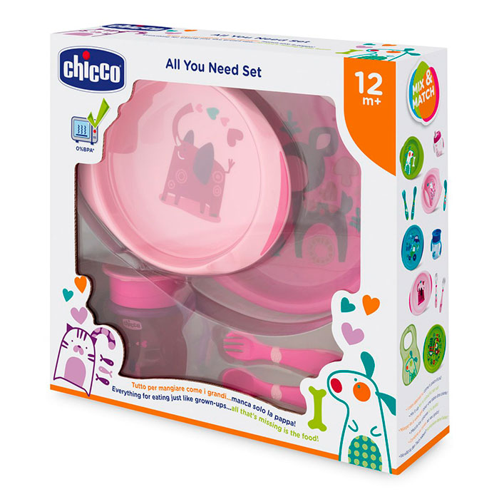 CHICCO Set de Comida Rosa 12 Meses+