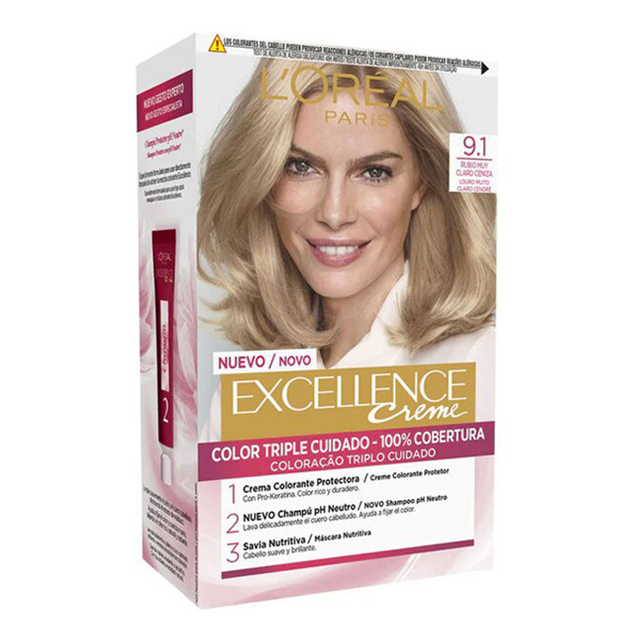 L'Oréal Tintes Excellence Creme Nº 9.1 Rubio Claro Claro Ceniza