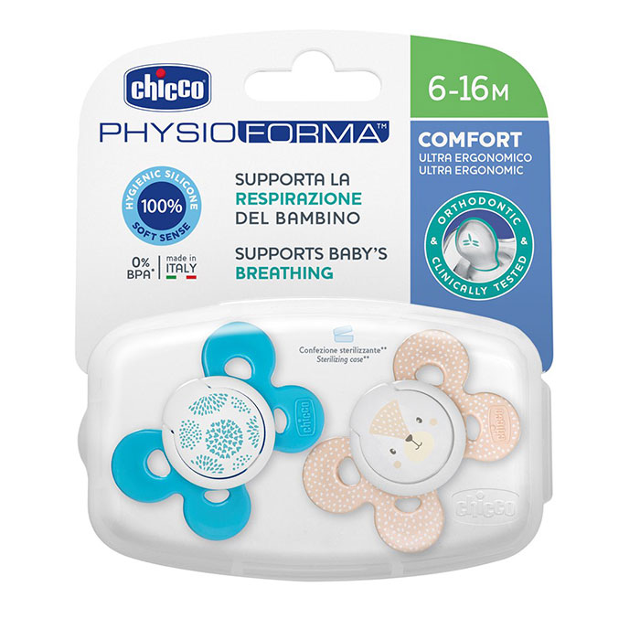 CHICCO Chupete Physio Comfort Silicona Azul 6-16 Meses