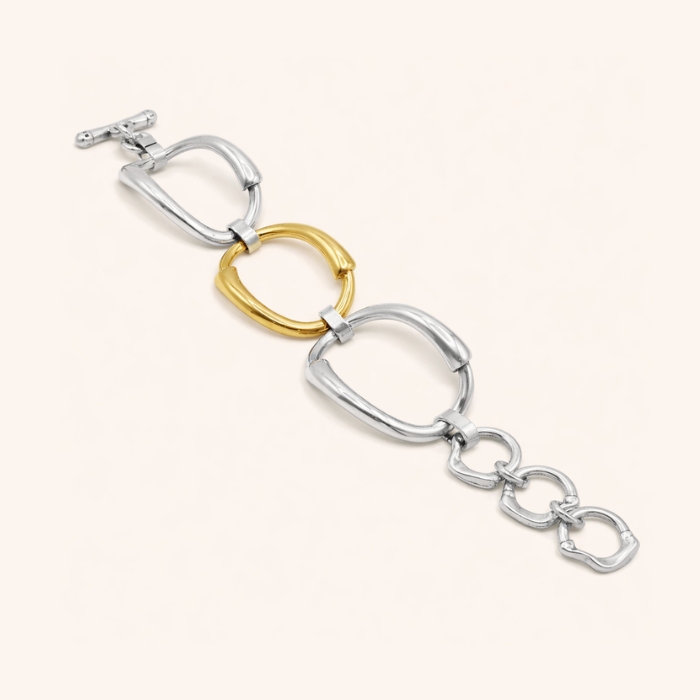 Ciclón Pulsera Espiral Oro y Plata | Paco Perfumerías