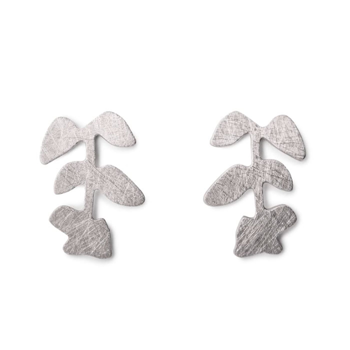 Makadama Pendientes Botanik Hojas Color Plata Presión