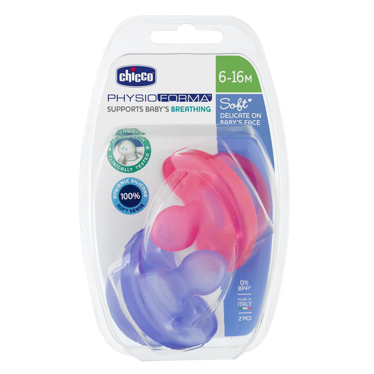 CHICCO Chupete Physio Soft Rosa-Lila 6-16 Meses