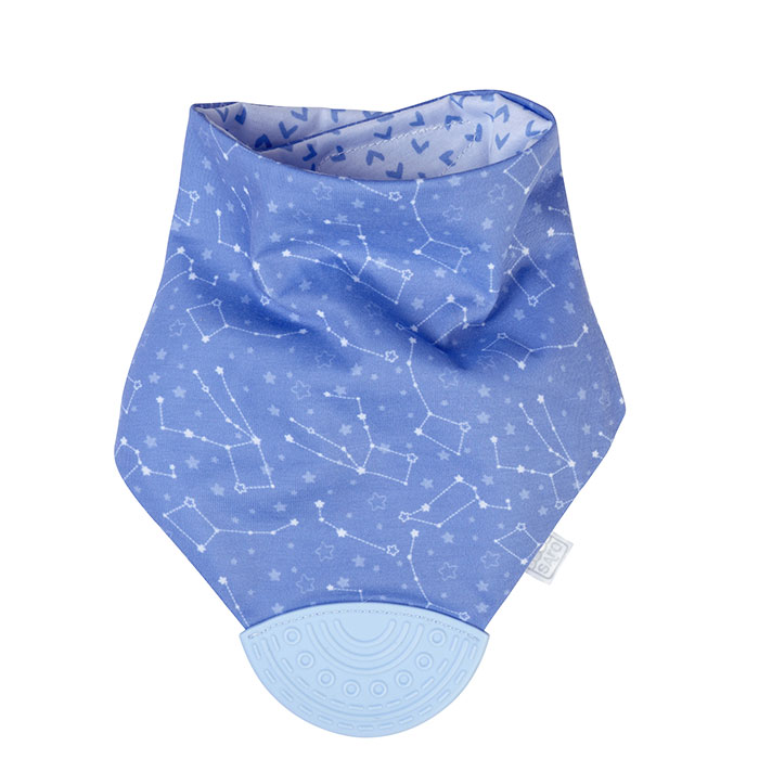 Saro Baby Bandana Reversible con Mordedor Azul