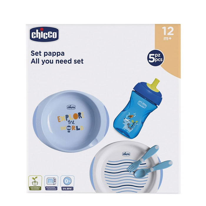CHICCO Set de Comida Azul 12 Meses+